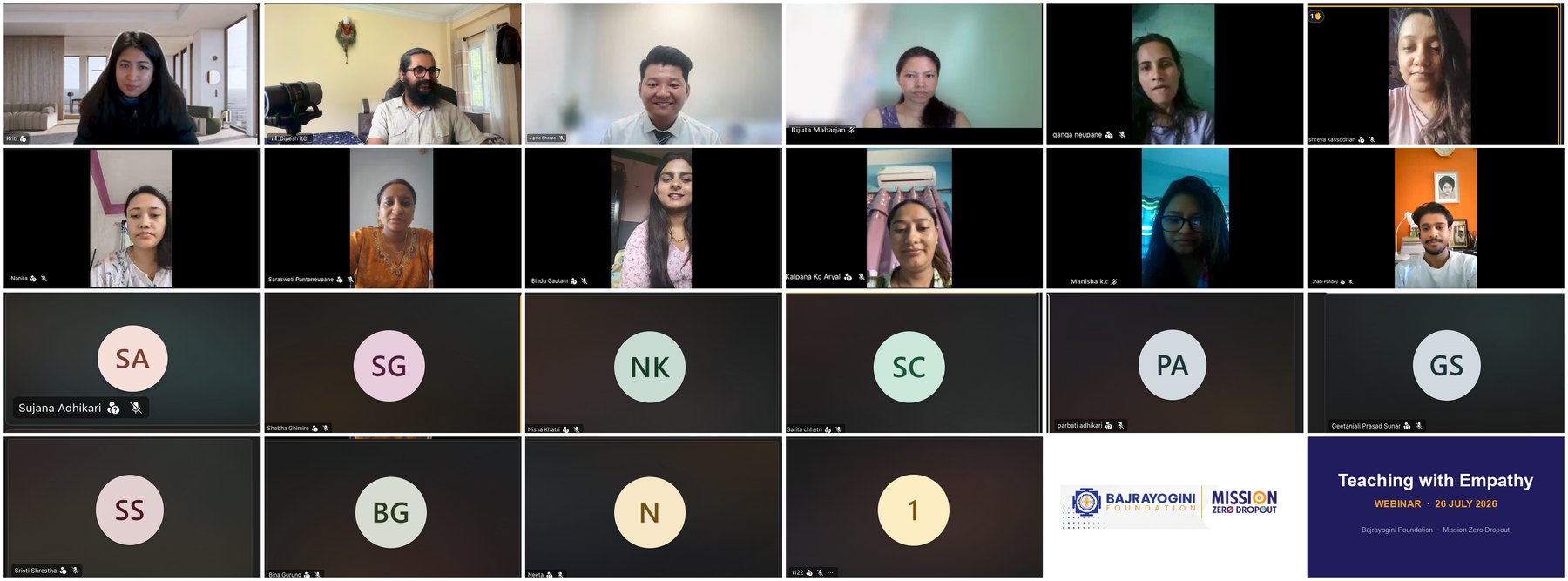 Speaker, organizers, and participants at the Teaching with Empathy webinar